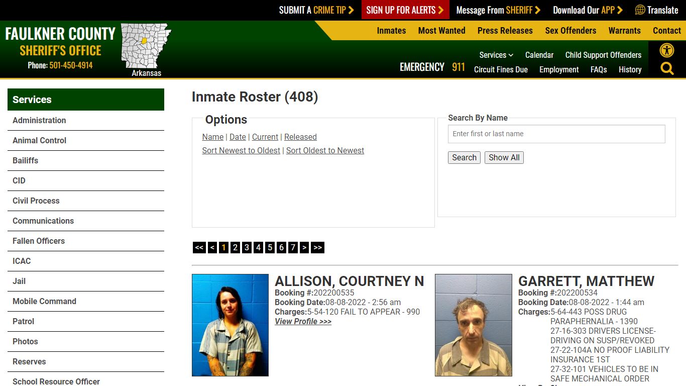 Inmate Roster - Current Inmates Booking Date Descending ...